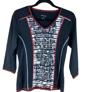 INSPIRED Style Black ¾ Sleeve Exposed  Stitching